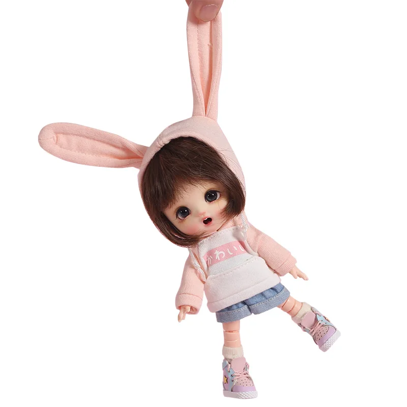 

for OB11 Obitsu 11 Doll 1/12 BJD Doll Cute Babydoll Long Sleeve Sweatshirt Hat Joint Doll Accessories Tops Doll
