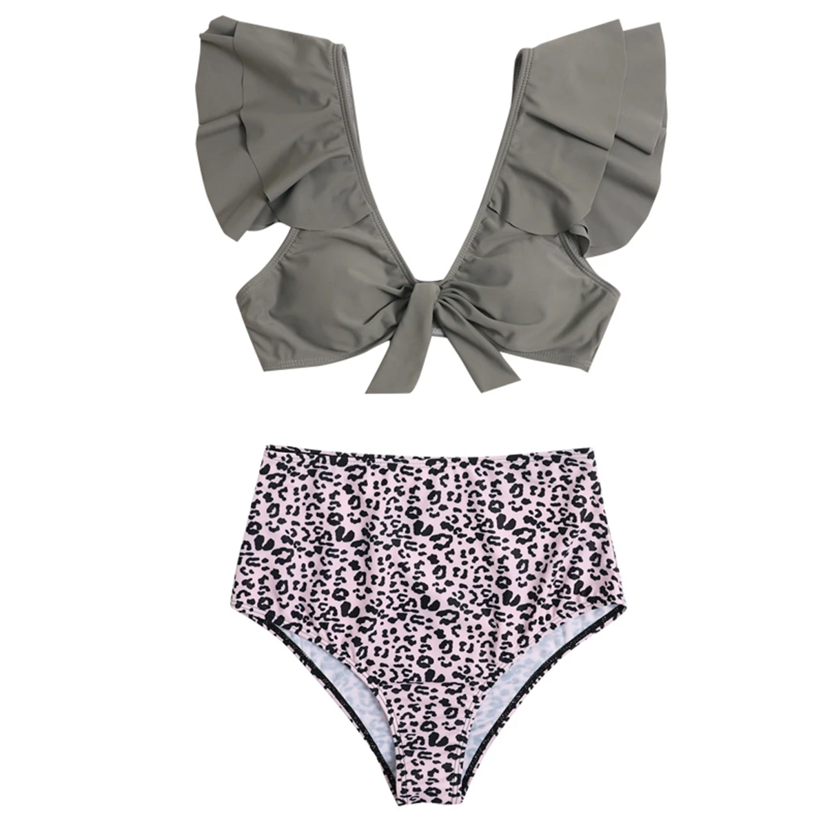 

High Waist monokini Print one piece swimsuit women Halter swimwear female Bandeau lace up bathing suit Sexy bodysuit 2021