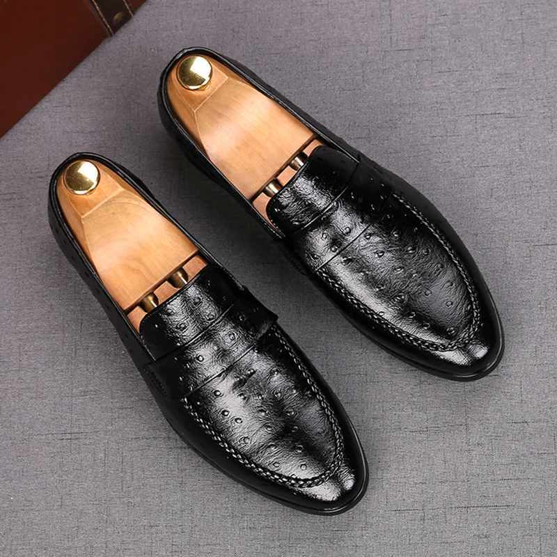 

new design men's leisure real leather shoes slip-on driving shoe business office formal dresses summer loafers chaussures hommes
