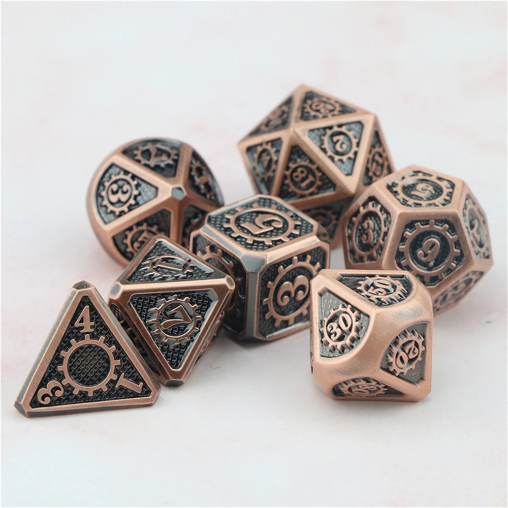 Металлические игральные кости dnd набор Медь RPG d & Шестерня механическое