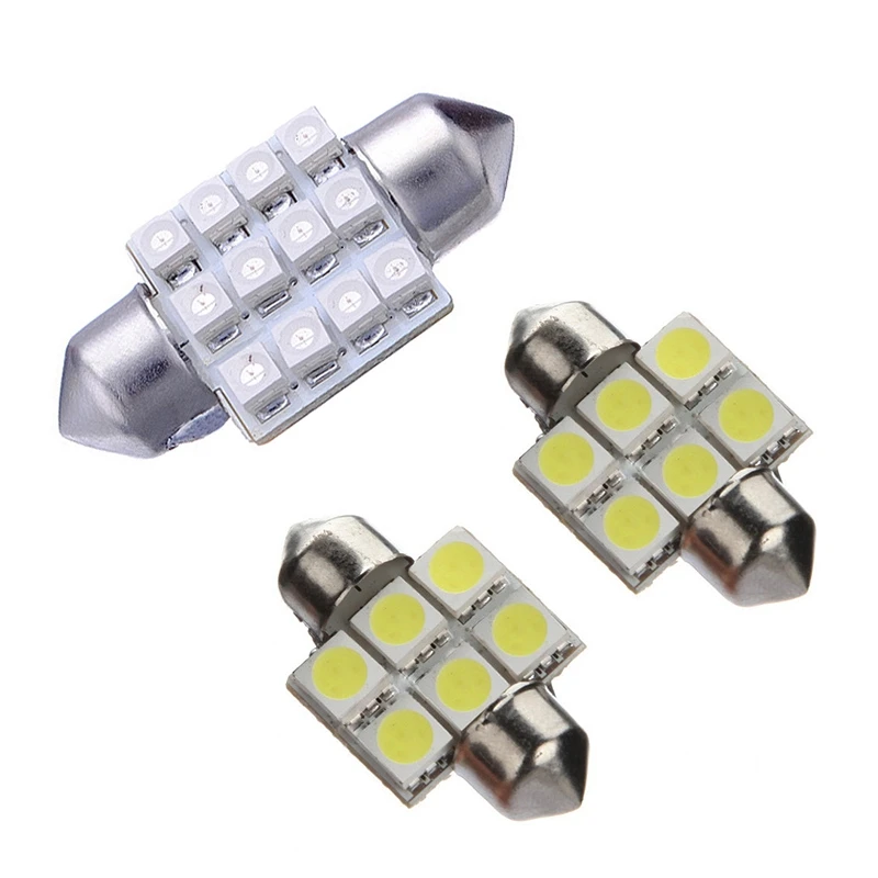 

2X синяя 31 мм 12 SMD C5W лампочка с номерным знаком и 2X31 мм 6 SMD 5050 супер белая светильник почка
