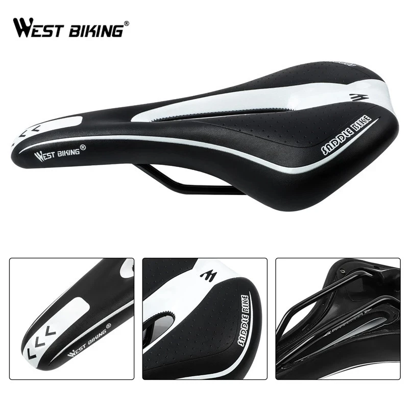 

WEST BIKING Soft Bike Bicycle Saddle PU Leather Comfortable Road Mountain Bike Seat Sponge Cushion Shockproof Front Seat Mat