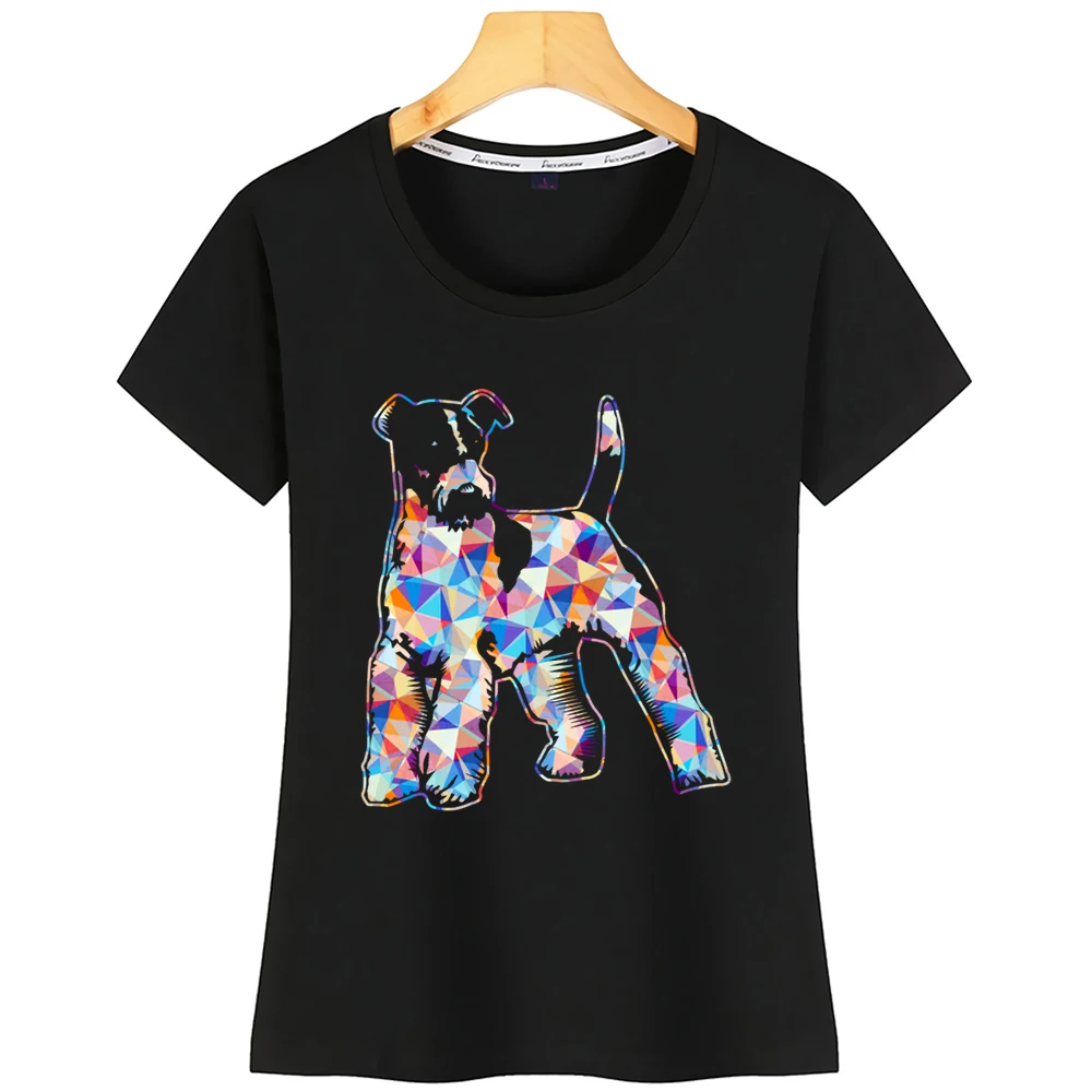 Топы Футболка женская Wire Fox Terrier Vogue белая хлопковая футболка | Женская одежда