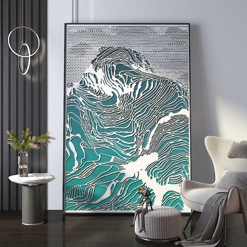 

Abstract Canvas Interior Painting Nordic Wall Art Pictures for Living Room Porch Home Decor White Green Line Posters and Prints