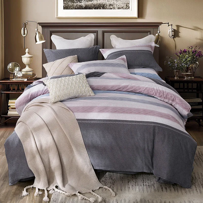 

Heavyweigh Brushed Cotton Ultra Soft Breathable Duvet Cover Bed Sheet set Pillowcases King Queen Twin Size 4 Pcs Bedding Set