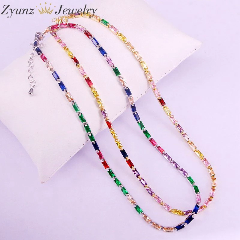 5 шт. CZ ожерелье с цепочкой женское колье цветной cz Кристалл циркония
