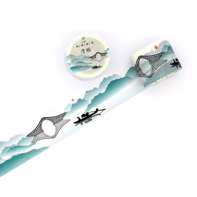 3 см м 1 шт. чернильная живопись Ночная Рыбалка лодка дизайн васи ленты скрапбук