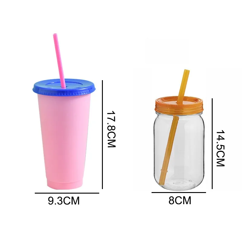 

700ml Reusable Color Change Flash Shiny Coffee Cups Plastic Tumbler With Lid Plastic Cup With Logo Coffee mug For Coffee shop