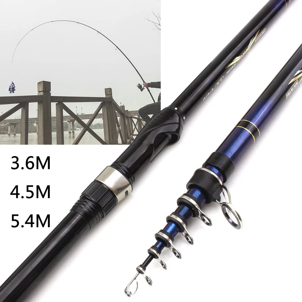 

3.6M 4.5M 5.4M carp Fishing Rod Long section big guide ring rock fishing rod carbon tough throwing long shot rod fishing pole