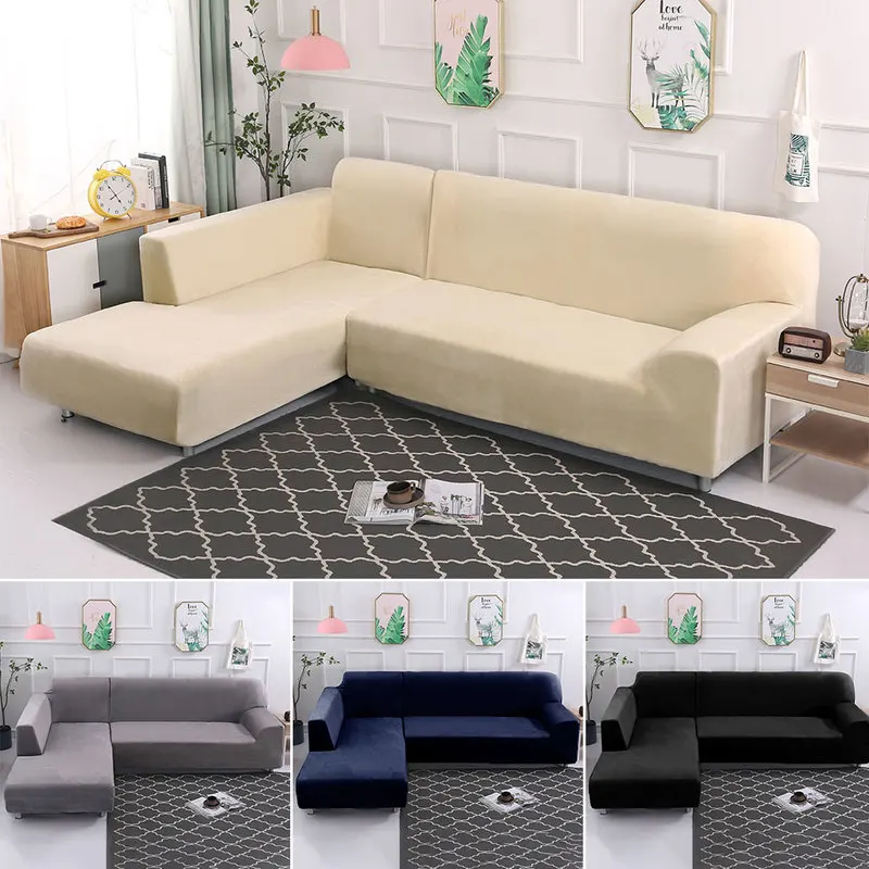 Эластичный угловой диван чехлы для гостиной плюшевый L образный чехол кресла