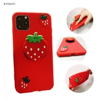 Cute Strawberry Soft Silicone Case For Iphone Pro Max 2020 Cover Holder Ring Stand Phone Cases For Iphone Pro Max