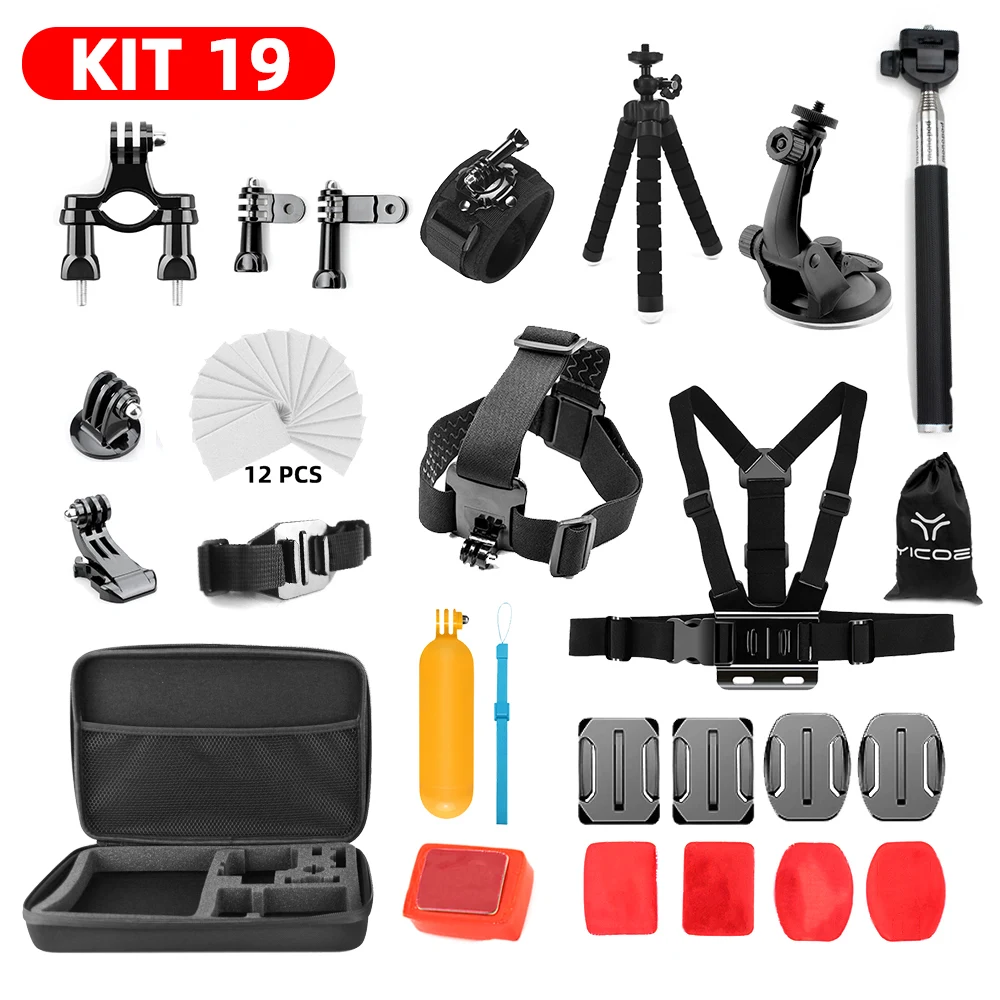 Набор аксессуаров 21 в 1 Go Pro для GoPro Hero 7 6 5 4 Session 3 + Xiaomi Yi Eken ports комплект камеры селфи