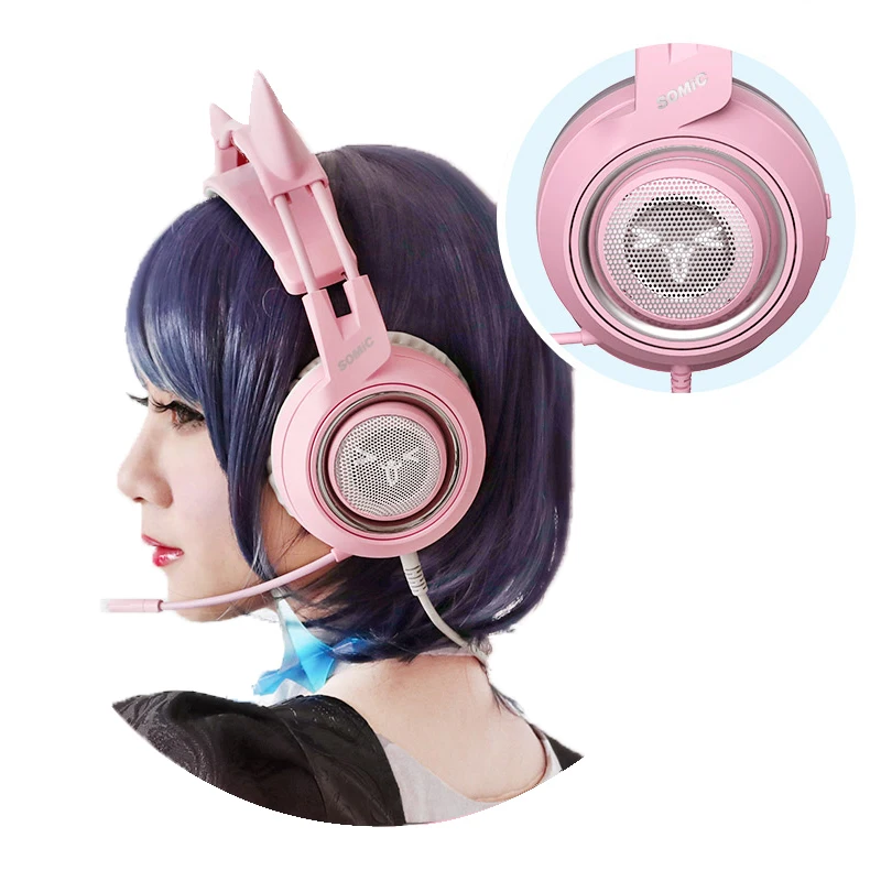 

SOMIC G951s G951 Pink Gaming Headset PC Cat Headphones headsets gamer Virtual 7.1Vibration LED USB Headset for Live PC