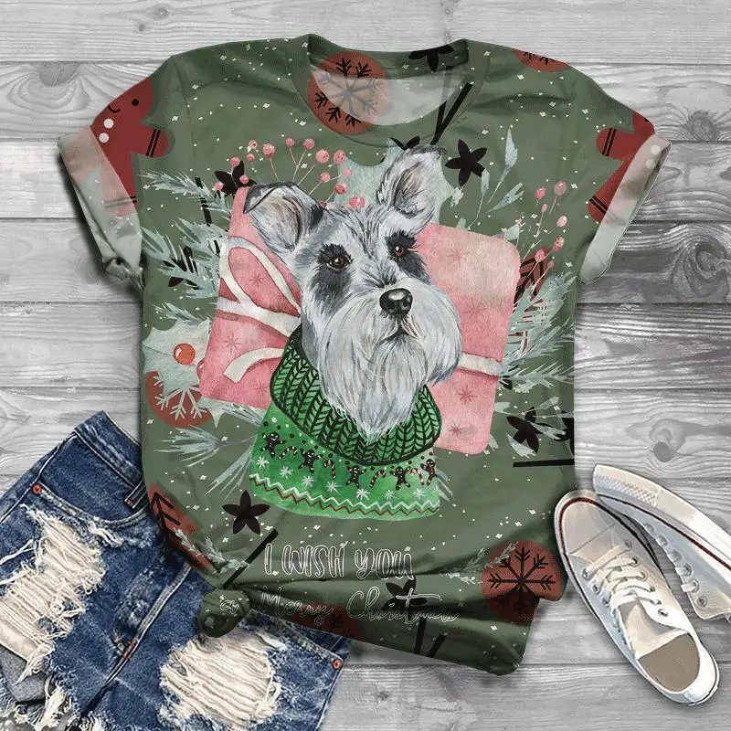 

2021 new hot-selling short-sleeved summer 3DT shirt dog figure print short-sleeved couple T-shirt animal plus size casual shirt