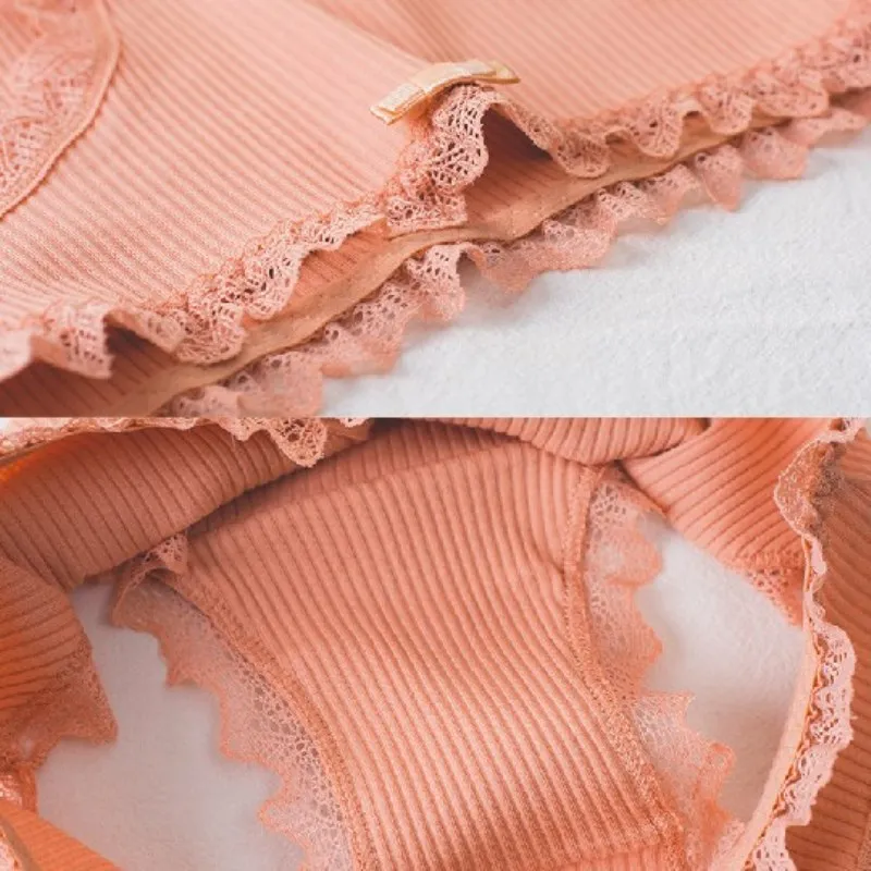 Женские хлопковые трусики с бантом бабочкой кружевные со средней талией женские