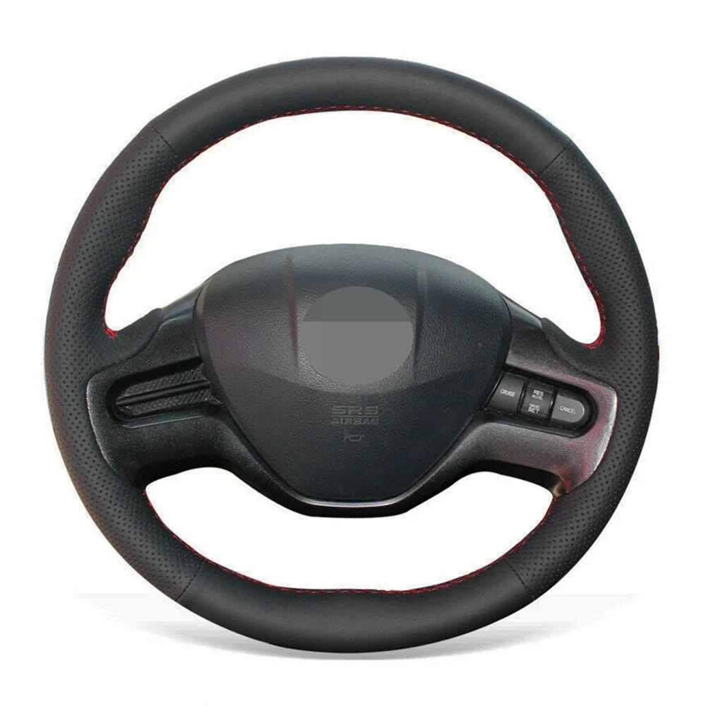 Funda antideslizante para volante de coche, accesorio de cuero genuino negro para Honda Civic 8 2006-2008 (2 radios)