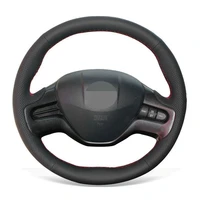 car steering wheel cover anti slip black genuine leather for honda civic civic 8 2006 2008 2 spoke car accessories