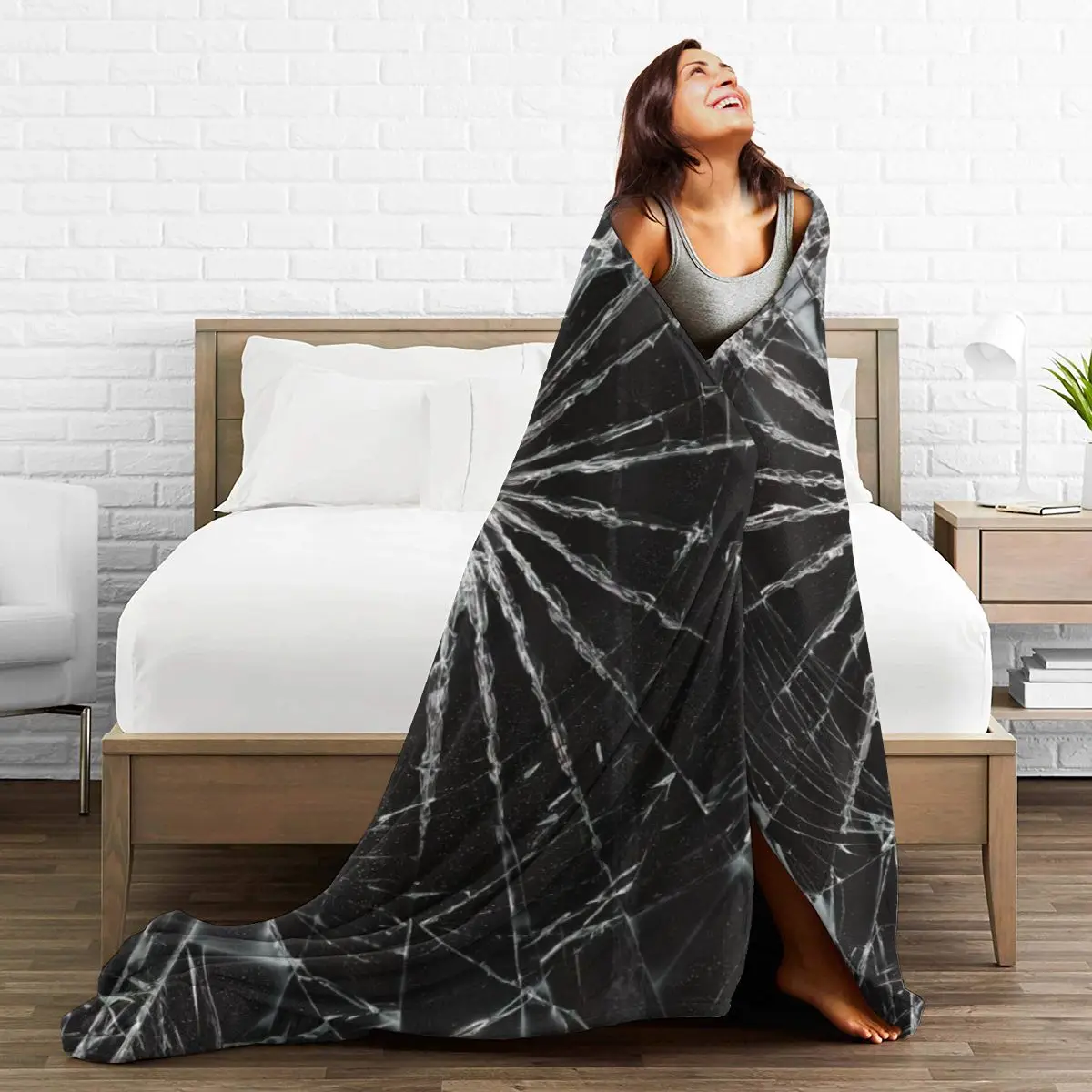 

New 3DBrokenglass Personality Printed Flannel Blanket Sheet Bedding Soft Blanket Bed Cover Home Textile Decoration
