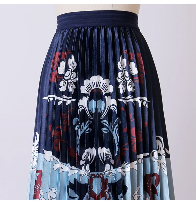 HarleyFashion элегантная винтажная юбка в стиле бохо с эластичной резинкой на талии Европейский полиэстер плиссированные юбки с принтом высокого качества