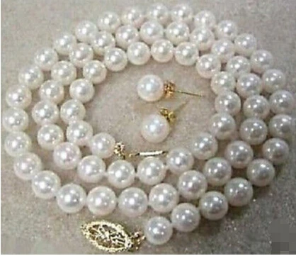+ 901 7-8 мм белый Южное море Жемчужное ожерелье серьги набор 18&quot | Украшения и