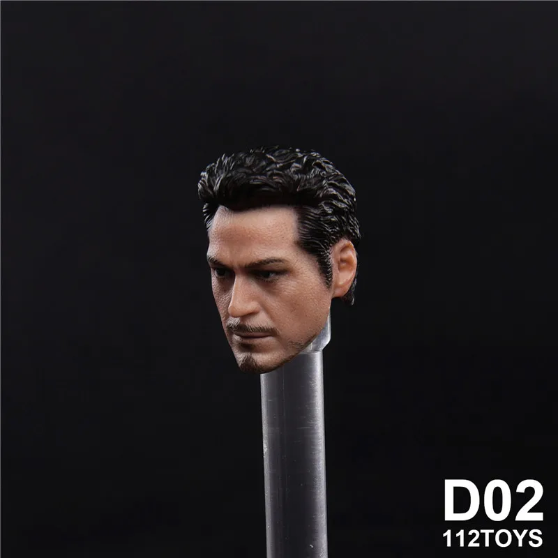 

D02 In Stock 1/12 Scale Tony Stark Head Sculpt Carved Model Accessory for 6 inches Action Figure Body