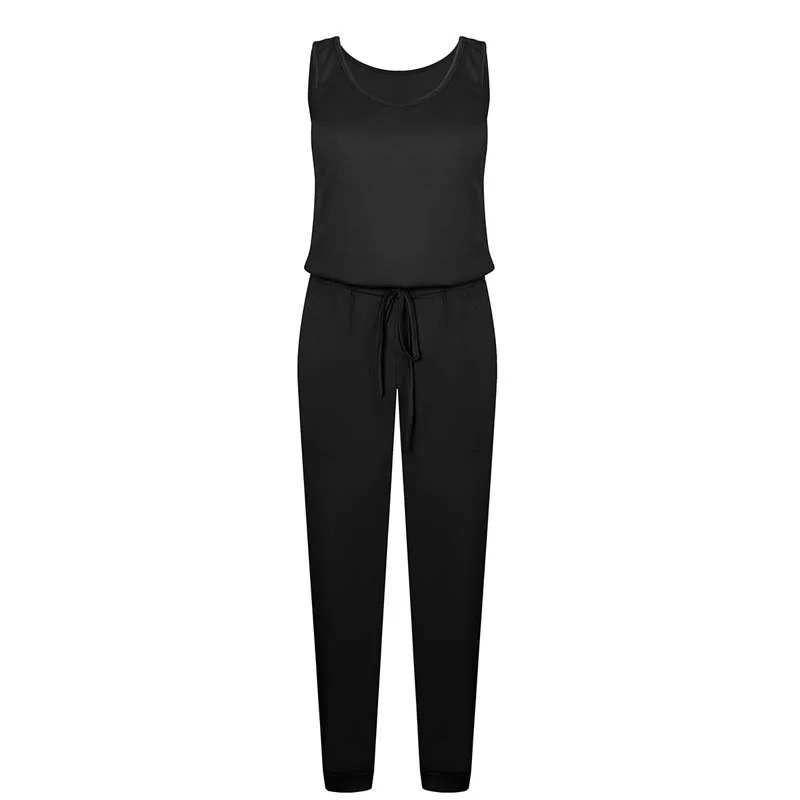 

2021 Summer Black Jumpsuit Women Overalls Sleeveless One Piece Jumpsuit Ladies Long Jumpsuit Female Sexy Romper Women