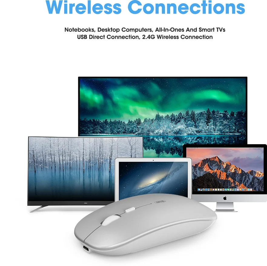 

Wireless Mouse Computer Bluetooth Mouse Silent PC Mause Rechargeable Ergonomic Mouse 2.4Ghz USB Optical Mice For Laptop PC