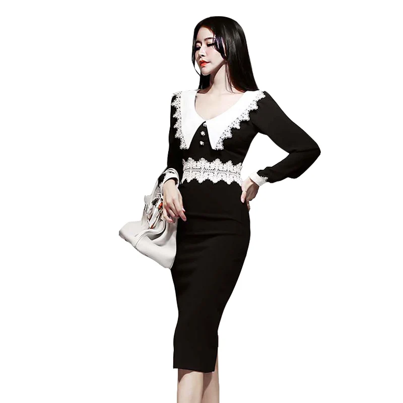 Модное платье для женщин сезон весна лето платья повседневное офисное черное