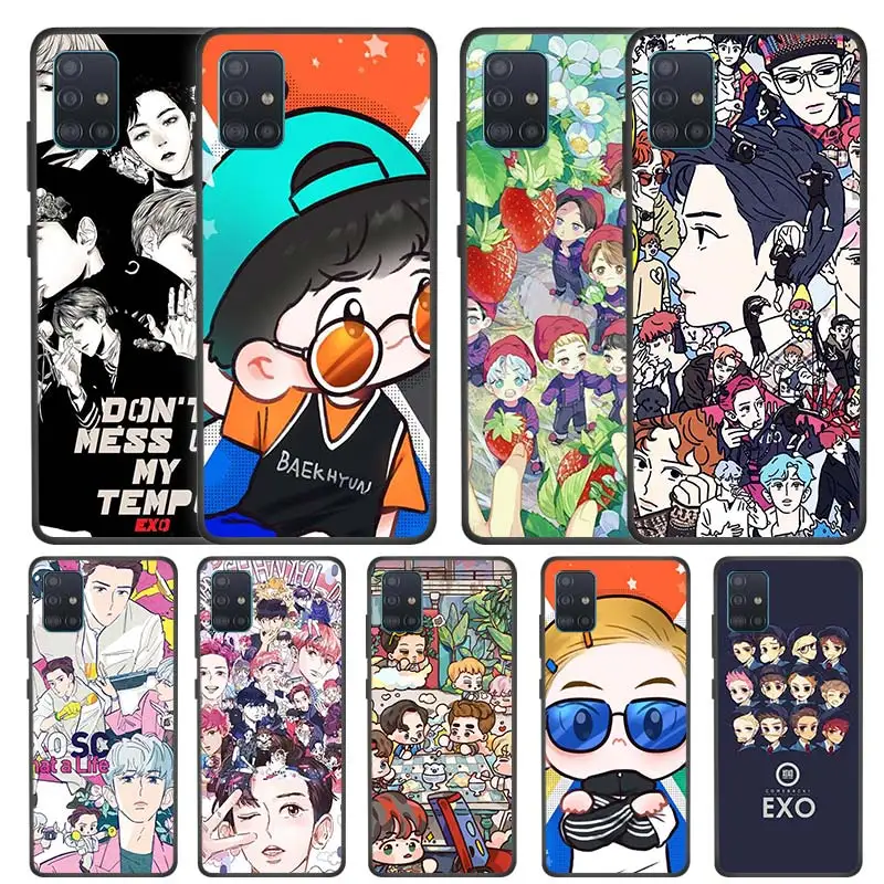 Чехол EXO Band K-Pop Kpop для Samsung Galaxy A51 A71 5G A91 M10 A21 A01 A11 A31 A41 M51 черный силиконовый чехол