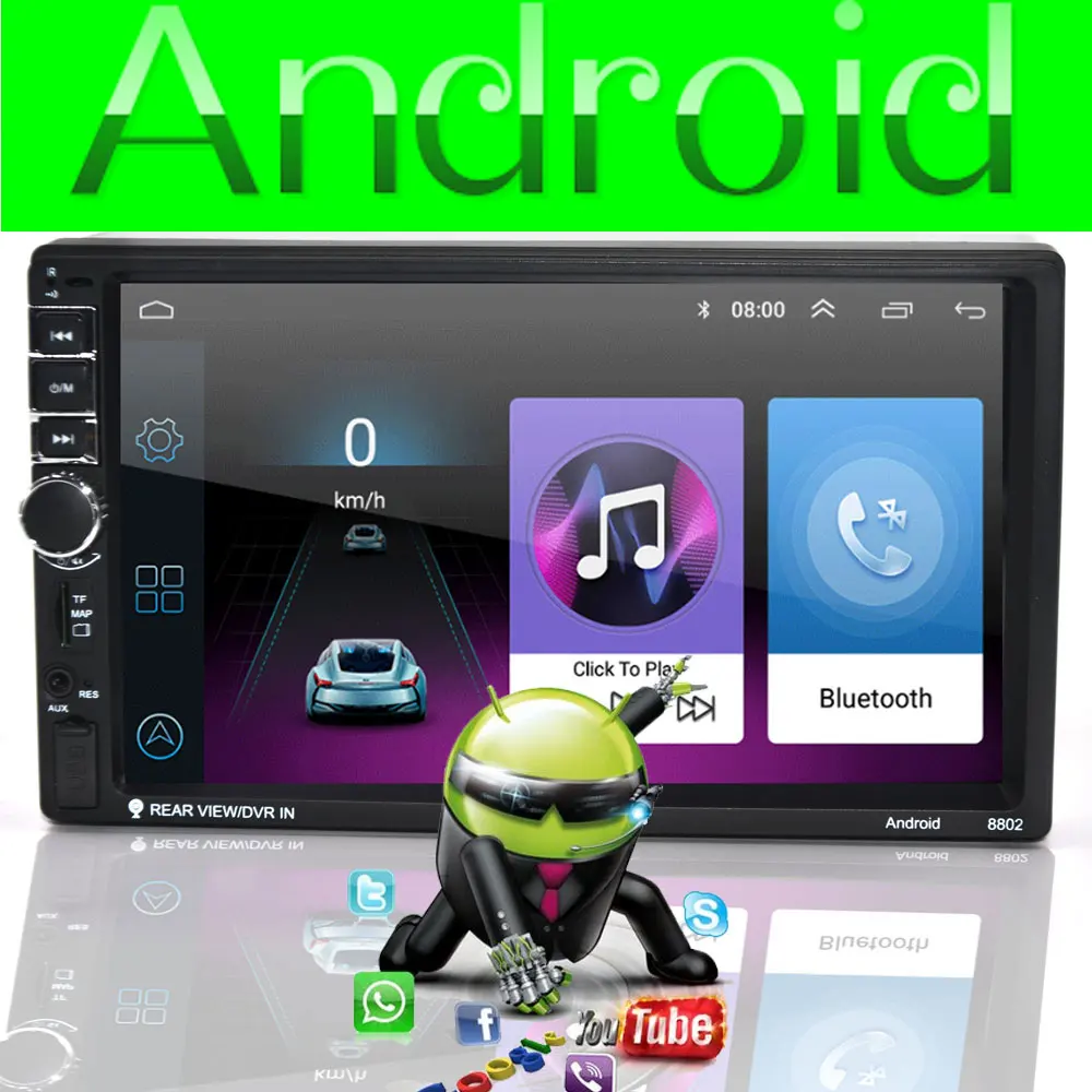 Android 8 1 2 Din Автомобильный Радио Мультимедийный видео плеер Универсальный Авто