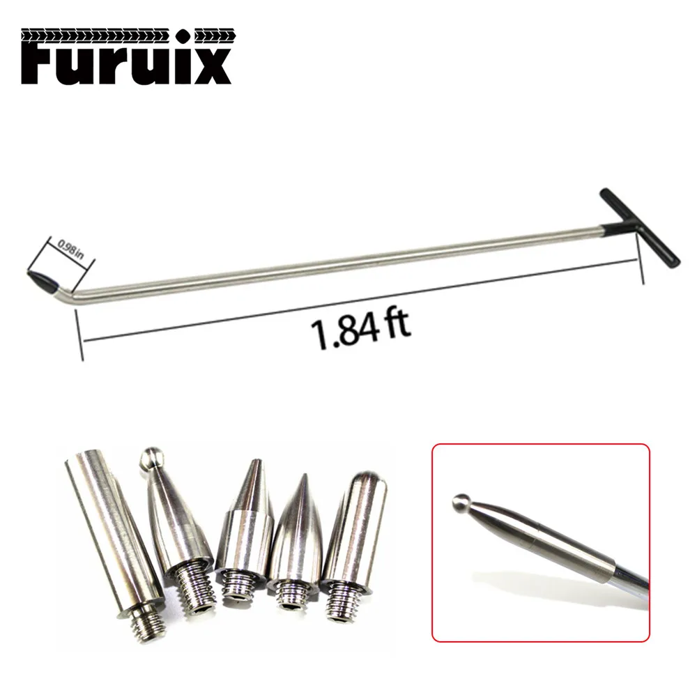 

HAND TOOLS HOOK PUSH ROD WITH 5PCS STAINLESS STEEL TAP DOWN HEADS FOR DENT PULLER KIT FOR CAR BODY REPAIR