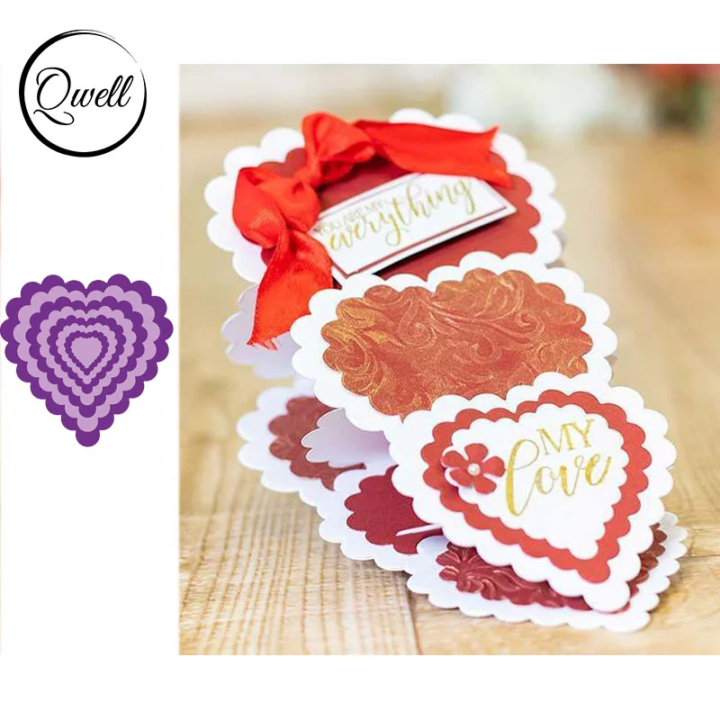 QWELL металлические пресс-формы с зубчатыми краями и рамкой в форме сердца для