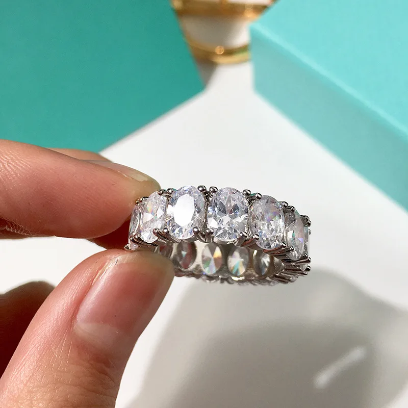 Модное кольцо овальной формы из циркония обручальное с рядами сверл для женщин