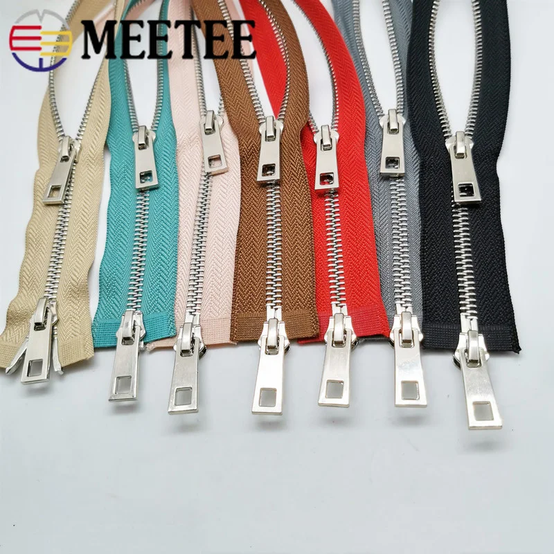 

Meetee 1pc 80/100/120cm 5# Auto Lock Metal Zipper Double-slider Zippers for Jackets Coat Repair Kit Zips DIY Bag Sew Accessories