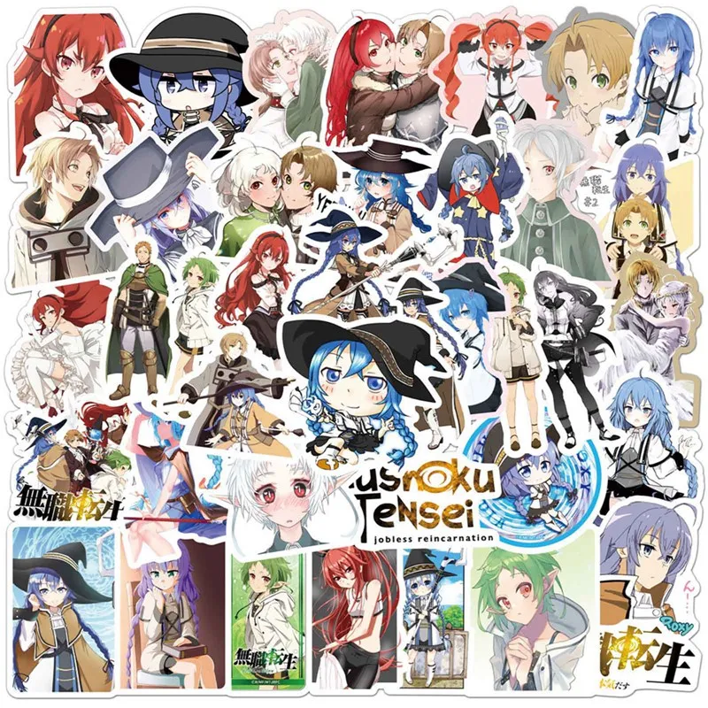 

50Pcs Anime Mushoku Tensei: Jobless Reincarnation Stickers PVC Decals Graffiti Skateboard Sticker For Laptop Motorcycle Luggage