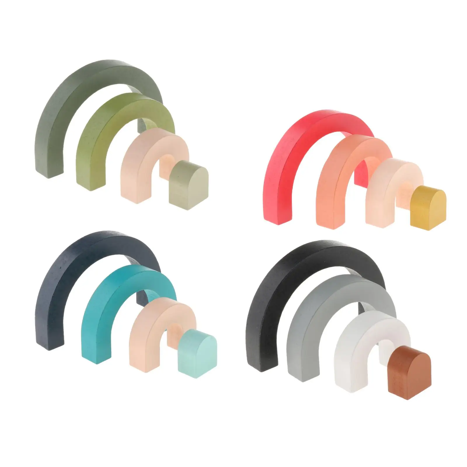 

Wooden Rainbow Building Stacking Blocks Nesting Puzzles Educational Toys