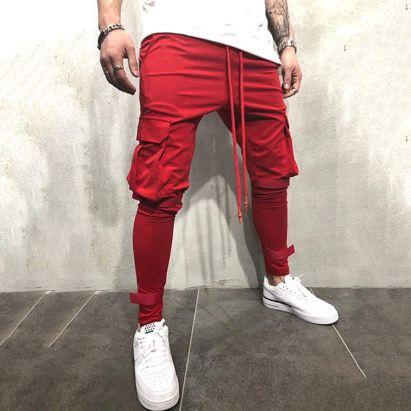 

Men Casual Sports Pants 2019 New Fashion Men's Jeans Long Cargo Pants Work Casual Trousers Jeans Retro Solid Color Slim Hot Sale