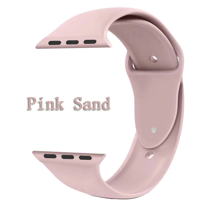 New Pink Sand Oulucci Одноцветный ремешок для apple watch 38 мм/40 мм/42 мм/44 мм спортивный ремешок силиконовый ремешок аксессуары для apple watch 5/4/3/2/1 - Цвет ремешка: New Pink Sand