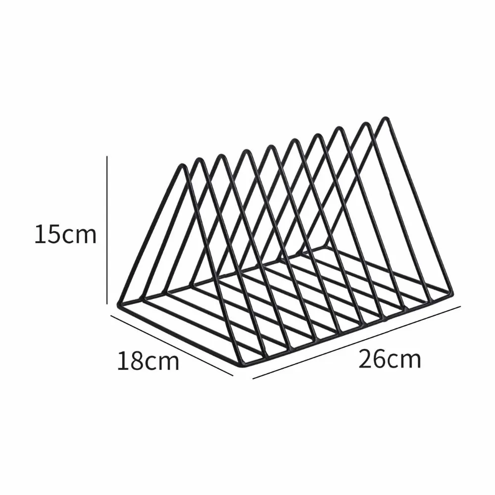 

Iron Triangle Desktop Newspaper Rack Home Office Documents Books Organizer Metal European Style Multiple Compartments Bookshelf