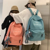 embroidery letters trendy backpack women nylon school bags for teenage girls college laptop student female casual boy unisex