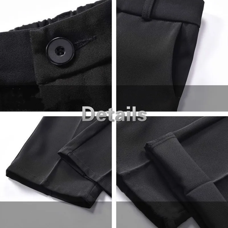 

Casual Pants Women Spring Ankle-length Button-fly Straight Black Office Ladies Elegant Fashion Drape All-match Female Chic New