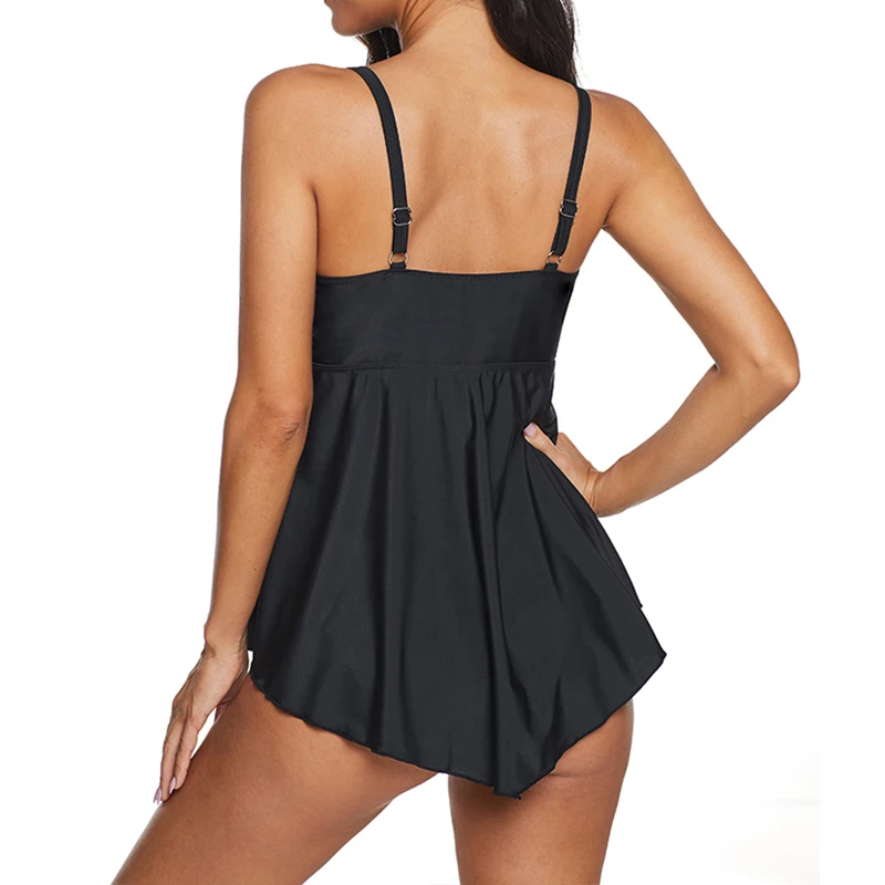 Купальный костюм большого размера Женская юбка танкини купальник 2 предмета топ