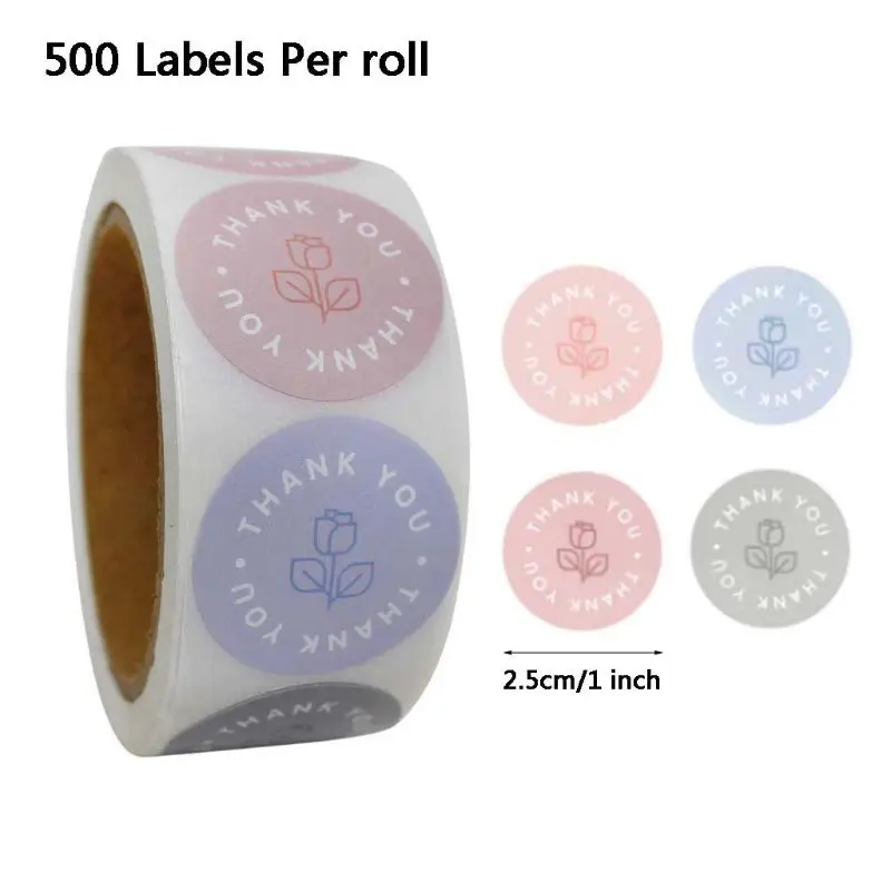 

500pcs 1inch Rose Thank You Sticker Seal Labels Handmade Scrapbooking Decoration W89B