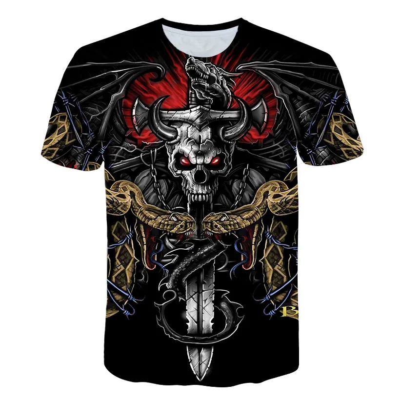 Детская футболка в стиле хип хоп с черепами панк забавными для мальчиков и
