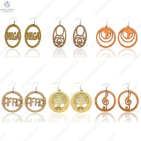 somesoor cutting music note nega engraved afro wooden drop earrings natural wood tree life african map dangle for women gifts