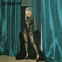 cibbar mesh sexy see through patchwork jumpsuit women hipster midnight party clubwear one piece long sleeve turtleneck overalls