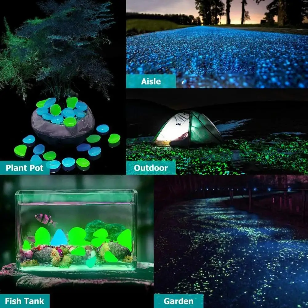 

200Pcs/bag Glow In The Dark Pebbles Garden Decoration Outdoor Yard Decor Luminous Gravel Aquarium Glow Rocks Pebbles Decor