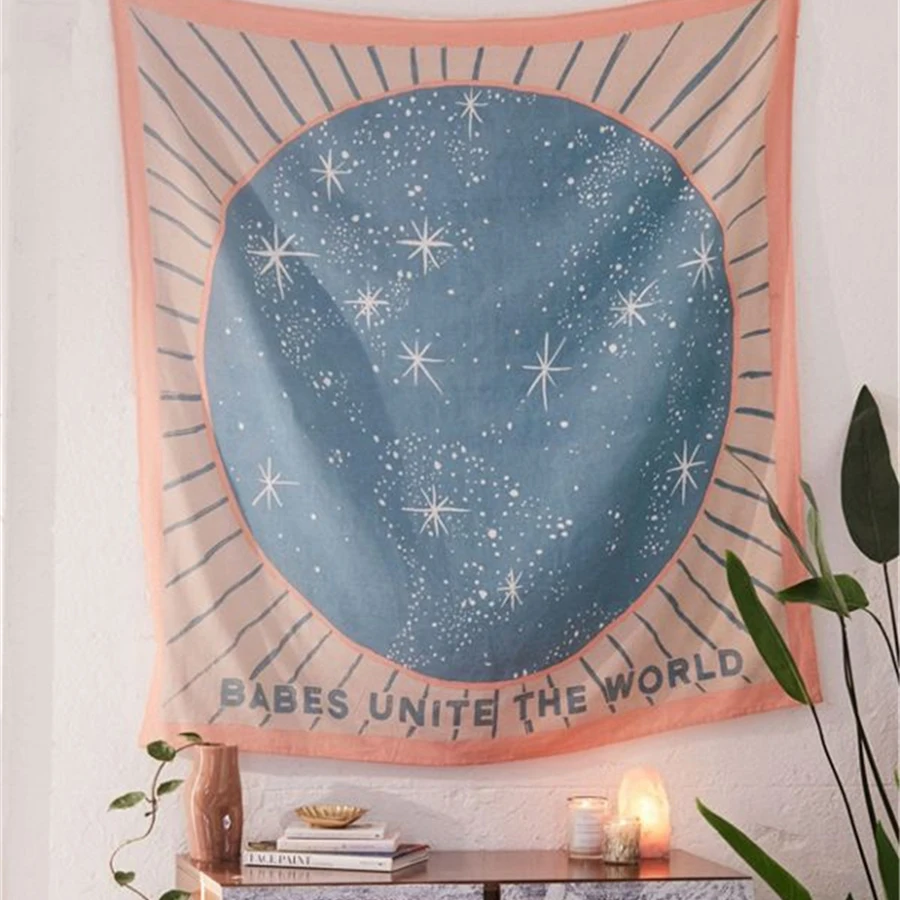 Хиппи Мандала гобелен настенный из розовой ткани синее звездное небо Boho домашний