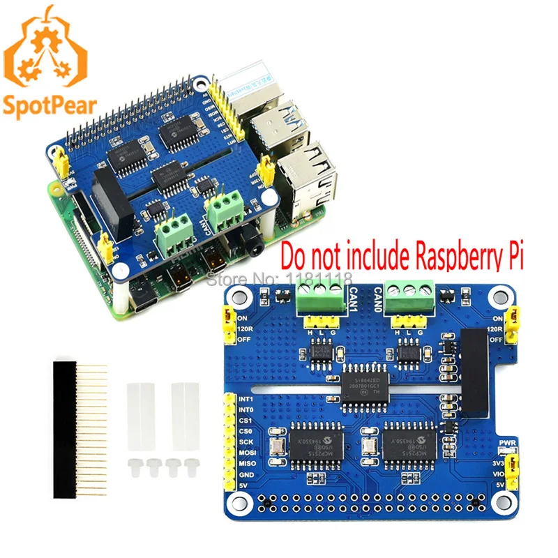 Raspberry Pi 2-канальная Изолированная Расширительная шляпа с двумя чипами для |