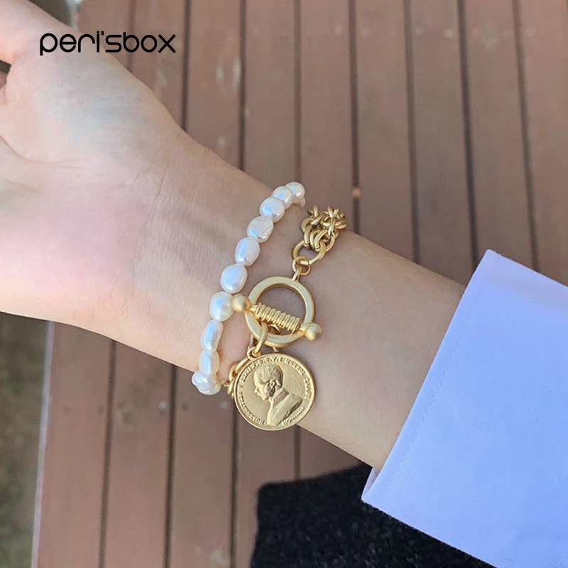 Женский браслет с жемчужинами Peri'sbox матовый из натурального пресноводного